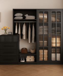 Tủ quần áo gỗ màu đen hiện đại sang trọng, tiện nghi GHS-52610